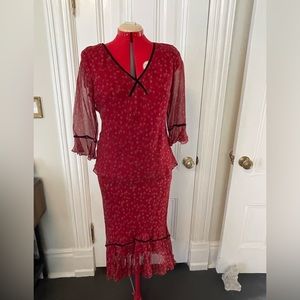 Robbie Bee silk two piece dress, skirt/top.